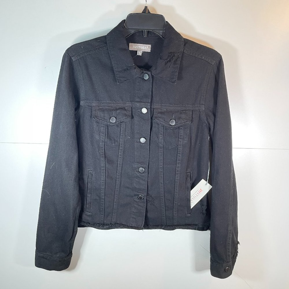 NWT Just USA Cut-off Waist Denim Jacket